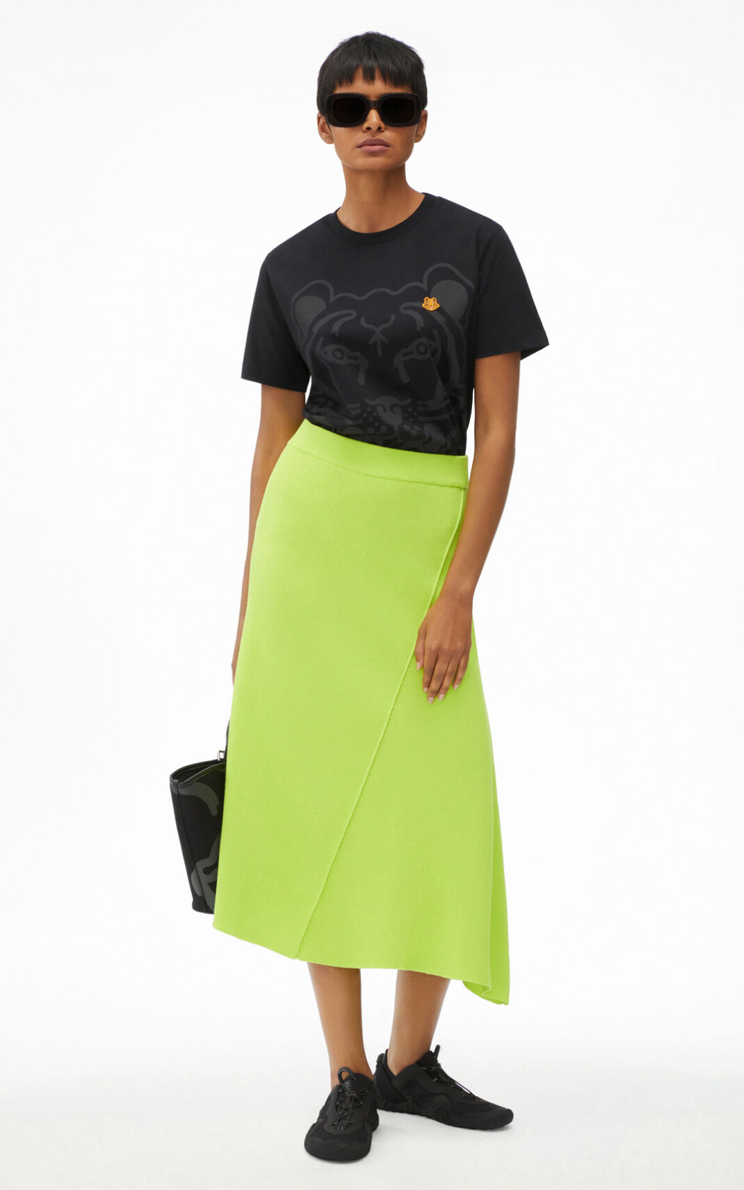 Jupe Kenzo Asymmetrical Midi Femme Vert Clair | EBVL-49810